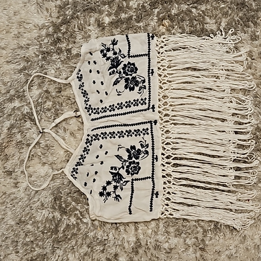Hollister Fringe Crop Tank Top XS